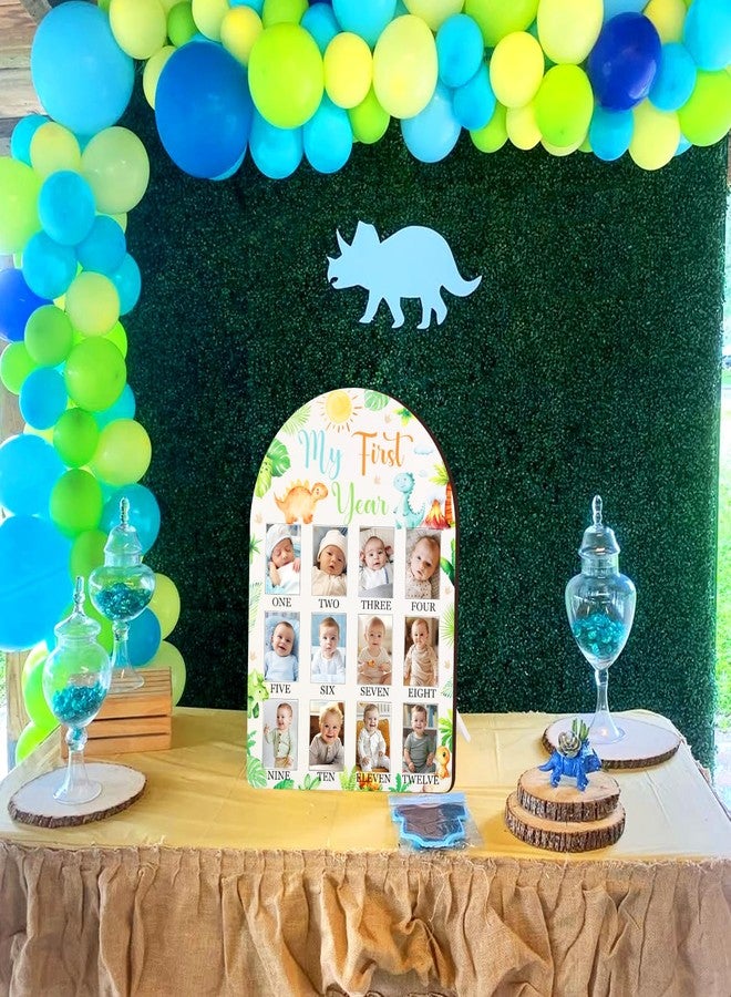 Cheerupp Dinosaur Themed My First Year Photo Frame, 12 x 17 Inch Baby's First Year Picture Frame, Newborn 12 Months Gender Neutral Baby Milestone Memories Display Wood Board for 1st Birthday Decor Keepsake Gift - Image 3